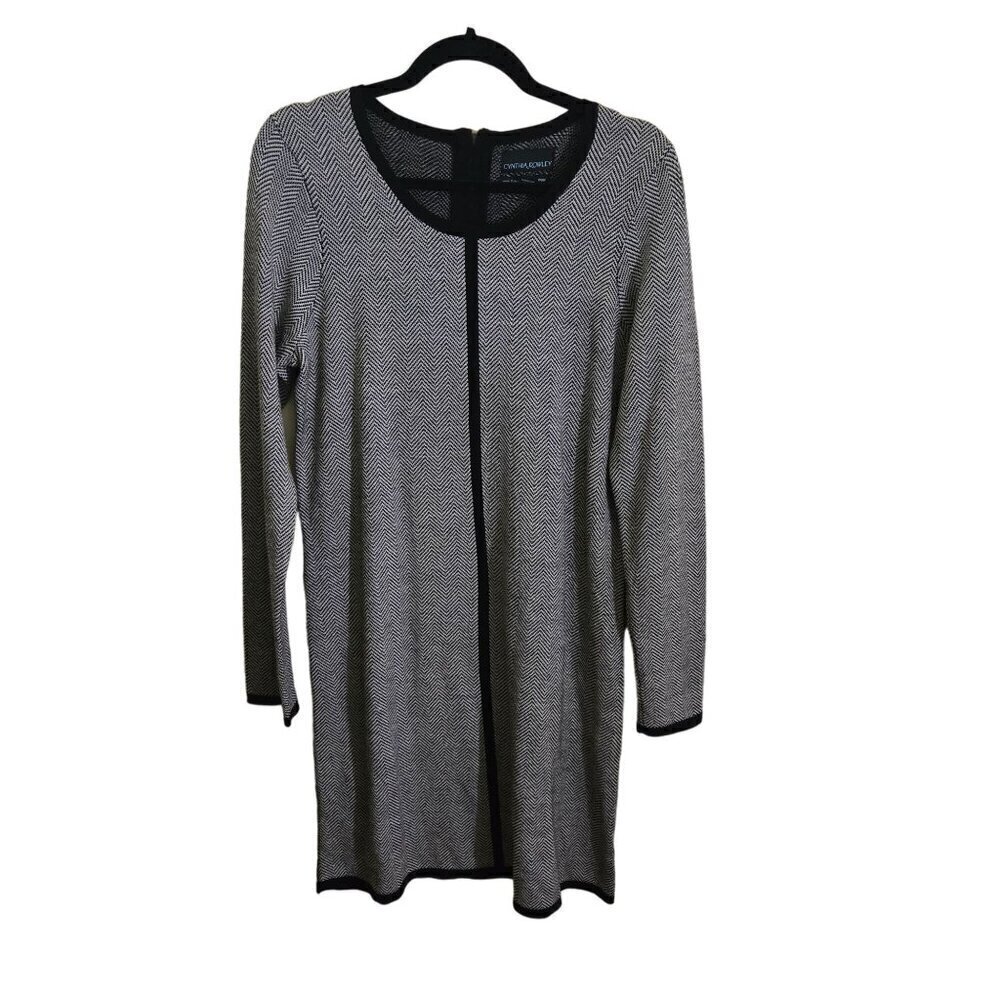 Cynthia Rowley Houndstooth Merino Long Sleeve Sweater Dress Size M